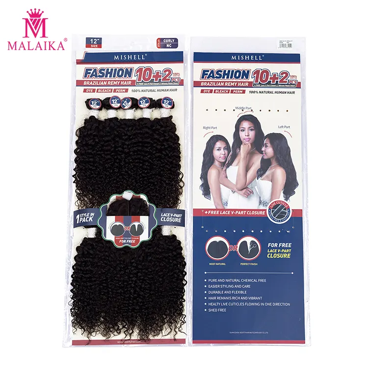 MALAIKA 2019 Best Selling Straight wave remy human Hair Weave 10pcs closure