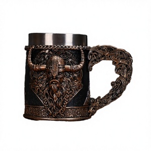 Vente en gros usine Handslove Vikings Chope à bière en acier inoxydable avec poignée hache viking 450 ml, à large ouverture, cadeau de fête, thermique - Product Image 2