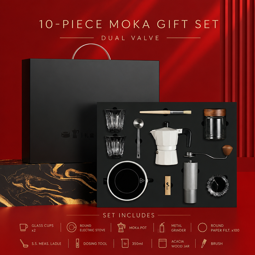 Black 10-piece set, single-valve version