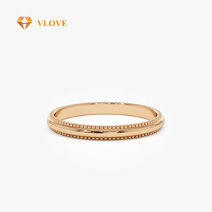 แหวนแต่งงาน VLOVE พรีเมียม จิวเวลรี่ ทองคำแท้ 14K ดีไซน์มินิมอล ขอบมิลเกรน แหวนคู่แบบสั่งทำได้ สำหรับงานหมั้นและวันครบรอบ - Product Image 2