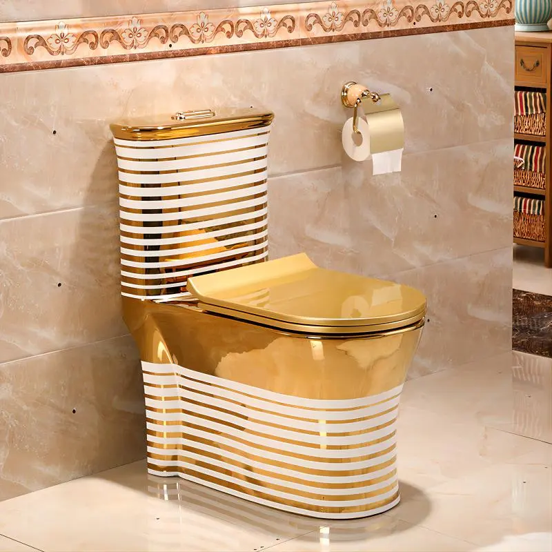 Bathroom Luxury Sanitary Ware Golden Color Wc Toilet Bidet Ceramic Floor One Piece Gold Toilet Bowl