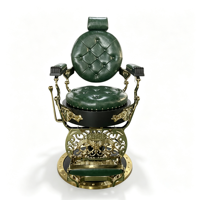 Fauteuil de barbier vintage doré, robuste, hydraulique et inclinable, en cuir PU de luxe, style antique pour salon de coiffure