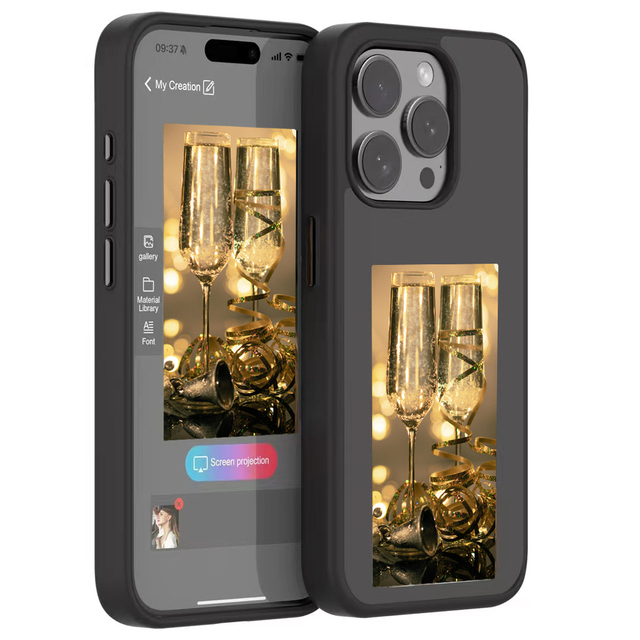 Smart Ink Phone Case DIY NFC Screen Phone Case for IPhone16 15 14 Pro Max, Anti-Drop TPU DIY Pattern Screen Projection Cover