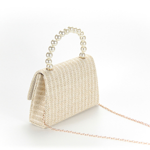 Hawaii Stile di Paglia <span class=keywords><strong>Beige</strong></span> Carino Crossbody Bag <span class=keywords><strong>Con</strong></span> Manico Perla Tracolla a <span class=keywords><strong>Catena</strong></span> <span class=keywords><strong>Borsa</strong></span> Da Spiaggia - Product Image 5