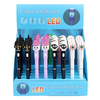 Bolígrafos Promocionales de Lujo con Luz LED de Halloween O&Q, Diseño de Plástico, para Niños, 0.7 mm, Papelería Escolar, Juguete, Tinta Negra/Azul, 15.1 cm