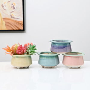 <span class=keywords><strong>Pot</strong></span> à succulentes en céramique respirant et résistant aux fissures, avec contrôle des racines, pour petites plantes vieillies, plateaux de fleurs - Liquidation - Product Image 4
