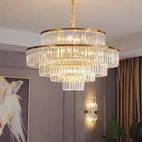 Lustre en cristal de luxe Meiliya à 4 niveaux, cadre doré, taille moyenne, installation facile, garantie de 2 ans, angle de faisceau de 360°