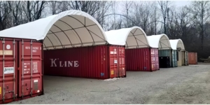 C4020 <span class=keywords><strong>Vente</strong></span> chaude : Structure en acier avec bâche en PVC imperméable pour abri temporaire de conteneur d'entrepôt - Product Image 4