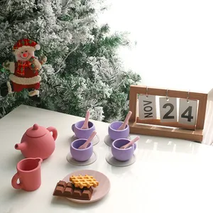 PAISEN Children Simulated Tea Party Toy Silicone Afternoon Tea Dessert Set Toy for Kids Play House Pastry Toy Tea Set