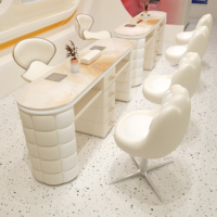 Table de manucure de luxe économique avec plateau en marbre, personnalisable en couleur, pour salon de beauté, mobilier de haute qualité
