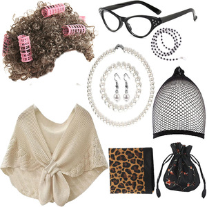 Gran oferta Fancy Fun 8 Uds 100 días <span class=keywords><strong>de</strong></span> escuela Cosplay Set <span class=keywords><strong>para</strong></span> <span class=keywords><strong>niñas</strong></span> abuela peluca Granny camisón <span class=keywords><strong>accesorios</strong></span> Old Lady peluca Set - Product Image 3