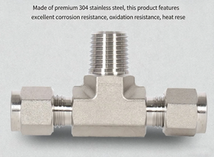 Conector de Compresión Macho en T de Doble Férula Anticorrosión de 6000 PSI para Unión de Tuberías de Gas y Aceite - Product Image 2