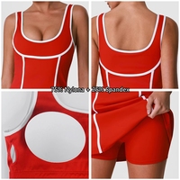Robe de tennis personnalisée d'usine OEM avec short intégré, bordure contrastante, séchage rapide, pour femme, entraînement, golf, sport, marque privée