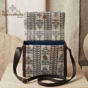 Handmade Rug Fabric Box Sling Bag Block Print Boho <b>Small</b> Shoulder Bag Rexine Vegan Leather <b>Purse</b> - Product Image 6