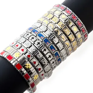 Wholesale 316 Stainless Steel Elastic Italian Charm Modular Bracelet Link for Men Women