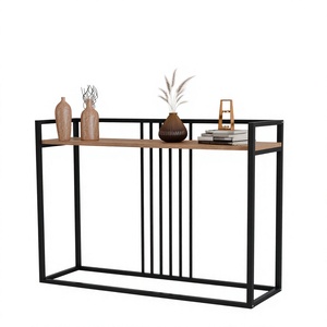 Mesa Consola para Sala de Estar con Estructura de Hierro Resistente, Diseño Decorativo y Estantes de Aglomerado - Product Image 1