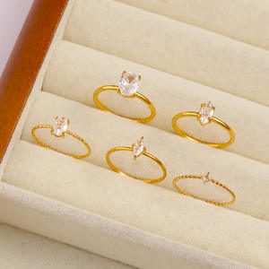 MECYLIFE Modeschmuck 2025 Eiförmiger Zirkon-Ring Edelstahlringe 18k Gold Galvanisiert Feiner Ring - Product Image 4