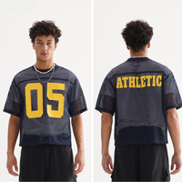 T-shirts pour hommes en maille respirante à séchage rapide avec impression sérigraphique, motif vintage, streetwear, coupe oversize, style sportif, maillot de football pour fans