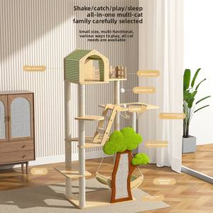 현대 클래식 올인원 고양이 등반 프레임 둥지 나무 긁기 보드 사이잘삼 공간 캡슐 스윙 장난감 판지 포장 - Product Image 5