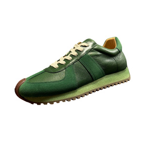 QHCCID Green <b>Leather</b> <b>Sneakers</b> Low Heel Rubber Outsole Casual Men's Chunky Shoes - Product Image 5