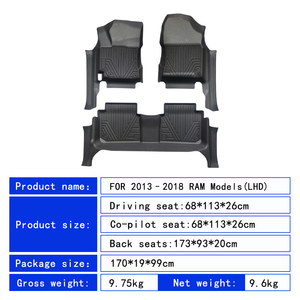 Alfombrillas de Coche 5D Personalizadas de Fábrica, de Goma TPE Ecológica, Impermeables y Antideslizantes, 3 Piezas para Modelos Dodge Ram (LHD) 2013-2018 - Product Image 5