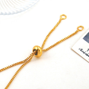 18K Gold Plated Box Chain Adjustable Extension With Silicone Bead For DIY Jewelry Making Elasticity Chain Component - Product Image 2