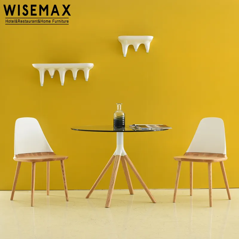 WISEMAX FURNITURE nuova sedia con schienale in PP dal Design originale con sedia da pranzo con struttura in legno massello per sala da pranzo del ristorante