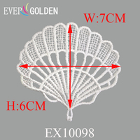 EX10098 7X6CM Patch en dentelle de polyester de qualité supérieure, motif coquillage, unisexe, pour vêtements de fête, broche mignonne de dessin animé à coudre sur les chapeaux