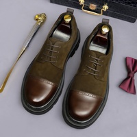 Chaussures Oxford à lacets pour hommes, en cuir de vache véritable, bout trois pièces, finition vieillie, design rétro britannique