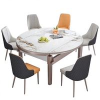 Ensemble table et chaises de salle à manger 2026, style moderne minimaliste, aspect pierre, table extensible en bois pour hôtels, fermes et usage domestique - Durable