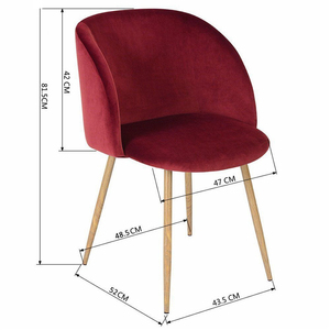 Chaises de salle à manger modernes en tissu velours violet avec pieds en métal à transfert thermique pour salon, appartement, hôtel - Product Image 4