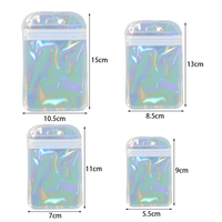 Sacs à fermeture éclair auto-adhésifs à paillettes laser, emballage coloré en PET pour boucles d'oreilles, accessoires pour cheveux, maquillage et cadeaux