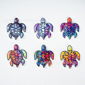 Aimants de réfrigérateur en résine imprimés en couleur en forme de tortue, lot de plusieurs pièces, autocollants magnétiques animaux, souvenir artisanal - Product Image 1