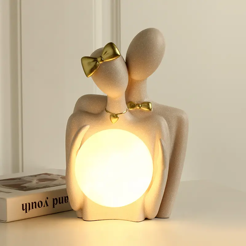 रचनात्मक जोड़ी पकड़ एलईडी प्रकाश दीपक रोमांटिक Lampada दा Scrivania आधुनिक टेबल लैंप बेडरूम के लिए श्री और श्रीमती आभूषण उपहार सजावट