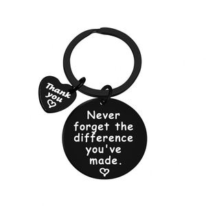 Porte-clés en acier inoxydable noir avec inscription « Que vous soyez fière de votre travail », idéal comme cadeau de retraite - Product Image 1