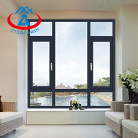 ZHTDOORS Ventana de vidrio abatible de aluminio eléctrico inteligente de alta tecnología con división sin rejilla