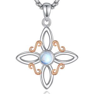 Collar con Colgante <span class=keywords><strong>de</strong></span> Nudo Mágico <span class=keywords><strong>de</strong></span> Piedra Lunar Merryshine, Baphomet, Brujería Pagana, <span class=keywords><strong>Buena</strong></span> <span class=keywords><strong>Suerte</strong></span>, Símbolo Wiccano Irlandés, Nudo <span class=keywords><strong>de</strong></span> <span class=keywords><strong>Brujas</strong></span> - Product Image 1