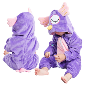 Michley <span class=keywords><strong>gufo</strong></span> viola con cappuccio pagliaccetto per bambino OEM ODM disegno animale cartone animato con cerniera nuovo modello di <span class=keywords><strong>abbigliamento</strong></span> in tessuto per bambine - Product Image 1