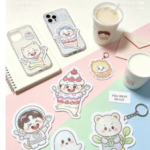 Pegatinas de Vinilo Autoadhesivas Personalizadas con Diseño de Gato de Arena Brillante, Acabado Luminoso, Estilo Kawaii, de Dibujos Animados - Product Image 5
