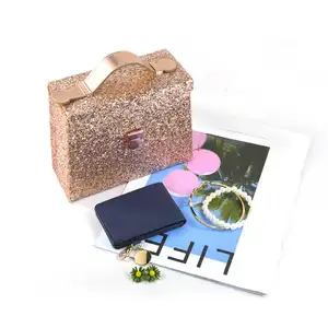 Mexda Brand Popular Glitter PU Leather Make up Box with Handle Jewelry Organizer Mini Top Handle Carry Cosmetic Bag