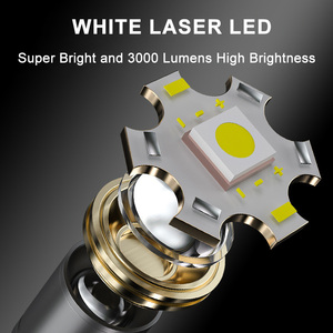 Lampe de poche lanterne de camping <span class=keywords><strong>abat</strong></span>-<span class=keywords><strong>jour</strong></span> amovible 1800mAh torche laser LED blanche mousqueton 3500 Lumens randonnée lumière flash extérieure - Product Image 4