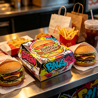 Boîtes en papier personnalisées, boîtes à hamburgers imprimées avec des graffitis, emballages alimentaires de marque pour la restauration rapide, les restaurants décontractés et la nourriture de rue