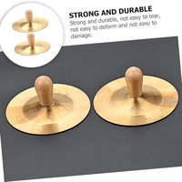 Orff Percussion Instruments Mini Brass Hand Cymbals Wooden Grip Brass Hand Cymbals Traditional Chinese Musical Instruments