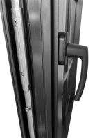 Ventana Abatible de Aluminio con Rotura de Puente Térmico, Triple Acristalamiento, Vidrio Templado, con Patrón de Rejilla y Aislamiento Térmico