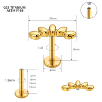 Clous d'oreille en titane ASTM F136 de haute qualité à filetage interne avec zircon, bijoux de piercing pour lèvre, prêts à être expédiés, prix d'usine, clous labret
