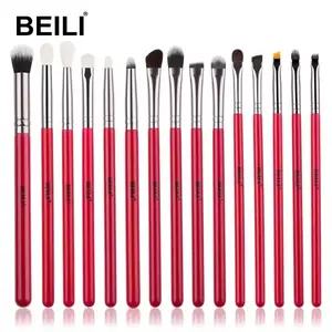 BEILI Best Seller makyaj fırça seti 15 adet kırmızı özel etiket makyaj fırçası es yüksek kalite için makyaj fırçası fırça setleri Ey