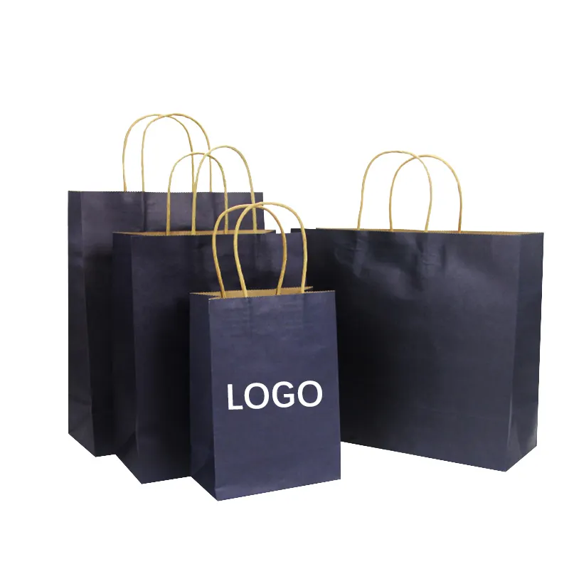 Bolsa de papel personalizada biodegradable Wins Flying, embalaje de compras marrón con asa, bolsa de papel kraft para cafetería, panadería