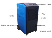 TOJJE 150L/D Deshumidificador de empuje manual de alta eficiencia Uso industrial comercial para piscina Almacén Sótano Taller