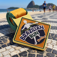 Médaille de course de haute qualité en alliage de zinc émaillé doré avec logo du festival brésilien, pour les souvenirs des courses sportives