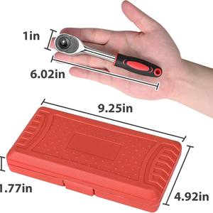 Jeu de clés à cliquet de 46 pièces 1/4 pouce en acier au chrome-vanadium, kit d'outils de réparation automobile avec étui, pour mécaniciens - Product Image 2